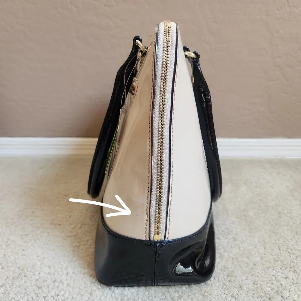 NWT Kate Spade Rachelle Wellesley Patent Leather Satchel--Cream and Black